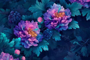 This delightful fantasy vintage wallpaper combines pretty disco retro vibes floral prints with a vintage motif to create a generative digital background.