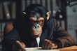 © Maxim Borbut - Business concept with angry monkey apes as bosses, generative AI.