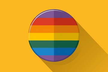 Wall Mural - Minimalist round rainbow icon on a yellow background symbolizing pride unity and diversity in a clean digital illustration Perfect for LGBTQ+ themes