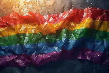 Wall Mural - Grunge rainbow flag with a distressed texture symbolizing pride resilience and diversity in a bold digital illustration Perfect for LGBTQ+ themes