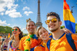 © PixelArtist - International fans from different countries celebrate the 2024 Olympic Games together in Paris.