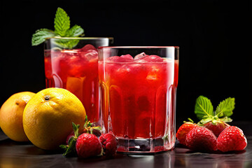 Poster - cocktail with strawberry