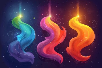 Wall Mural - colorful abstract flames on dark background symbolizing lgbtq pride and energy in a vibrant and dyna