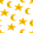 © Felizabeth - Seamless pattern with cute stars and moon. Vector flat background