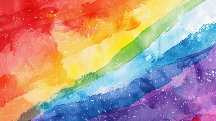 Rainbow flag watercolor background.LGBT Pride month texture concep