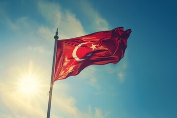 Realistic High Detail Flag of Turkey Waving in High Resolution Quality