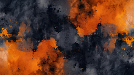 Wall Mural - Orange and Black watercolor texture