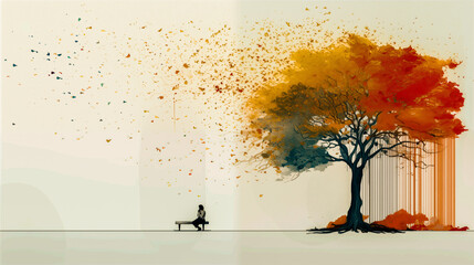 Wall Mural - girl under the tree