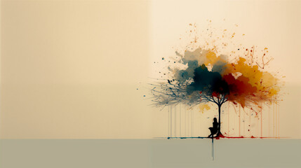 Wall Mural - girl under the tree