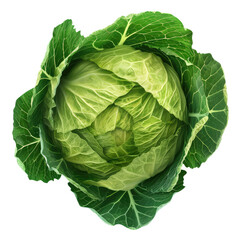 Wall Mural - Green cabbage isolated on transparent background.