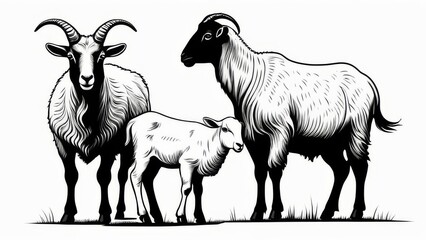 Wall Mural - black and white goat