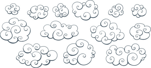 Wall Mural - doodle cartoon clouds