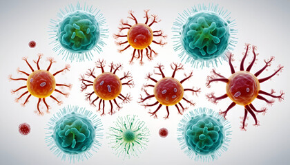 Virus antibodies and viral infection under the microscope the body s immune defense antigens 3d illustration.