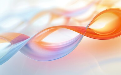 Wall Mural - futuristic abstract background with soft curves and waves in pastel. orange and blue colors, smooth 