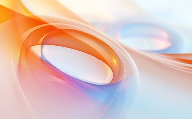 Wall Mural -  Futuristic abstract background with soft curves and waves in pastel. orange and blue colors, smooth curves, movement, technology  harmony concept, 