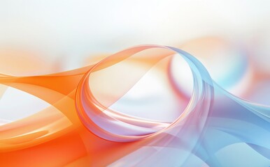 Wall Mural -  Futuristic abstract background with soft curves and waves in pastel. orange and blue colors, smooth curves, movement, technology  harmony concept, 