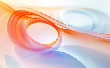 Wall Mural - futuristic abstract background with soft curves and waves in pastel. orange and blue colors, smooth 