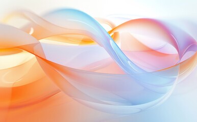 Wall Mural - futuristic abstract background with soft curves and waves in pastel. orange and blue colors, smooth 