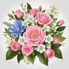 Wall Mural - illustration graphic with colorful flowers