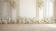 © winona - A beautifully decorated room with white flowers adorning the walls and floor, creating an elegant and serene atmosphere.