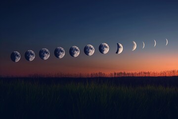 Wall Mural - different phases of the moon over a month