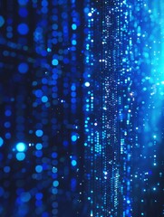 abstract blue background with falling cyber particles, representing a big data stream hyper realisti