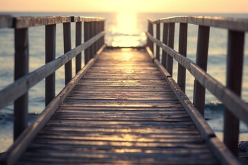 Wall Mural - wooden pier at sunset