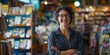 © FR-Studio - A photo of an attractive woman standing proudly inside the bookstore she owns