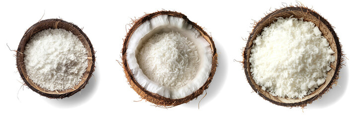 Course and fine natural sea salt in wooden bowl  isolated on a transparent background 