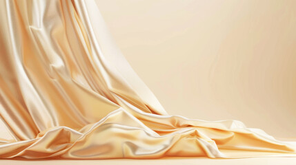 Wall Mural - Beige background with satin fabric drapery,