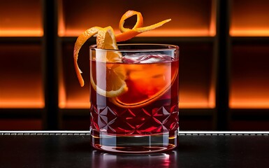 Wall Mural - Negroni cocktail with orange slices