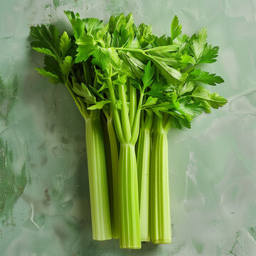 Crisp Celery Illustrating Light Green Stalks