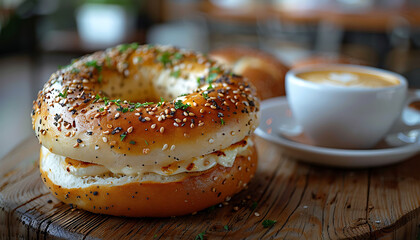 Wall Mural - bagel with cream cheese