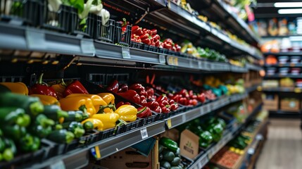 Poster - a grocery store filled with lots of fresh produce and vegetables on shelves