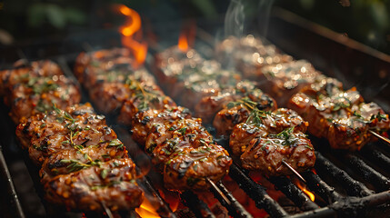 Wall Mural - shish kebab on the grill