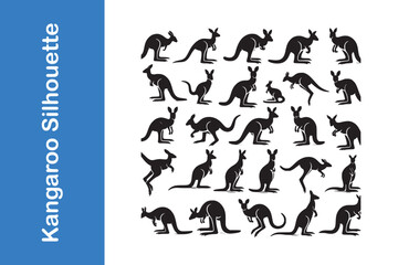 Wall Mural - Kangaroo silhouette set with vector collections. 