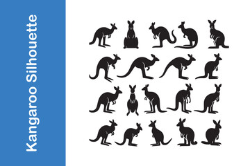 Wall Mural - Kangaroo silhouette set with vector collections. 