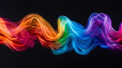 Wall Mural - Surreal Layers Rainbow smoke, negative space, isolated on black background, advertising photoshoot, pride month LGBTQIA theme