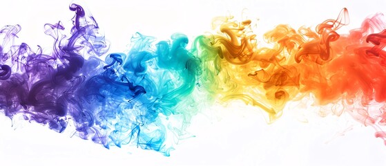 Wall Mural - Dynamic Burst Rainbow smoke, negative space, isolated on black background, advertising photoshoot, pride month LGBTQIA theme