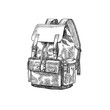 © Riza - drawing illustration lineart of a backpack