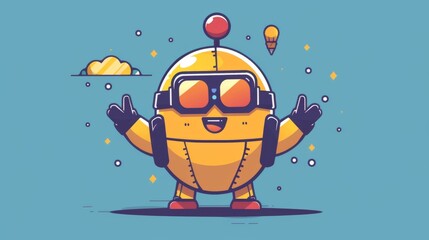 Wall Mural - A cartoon character wearing goggles and a helmet, AI