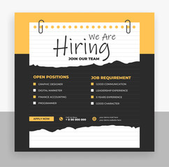 Wall Mural - hiring paper cut banner template