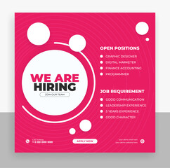 Wall Mural - We are hiring job vacancy social media post design template