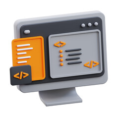 PNG 3D Coding icon isolated on a white background