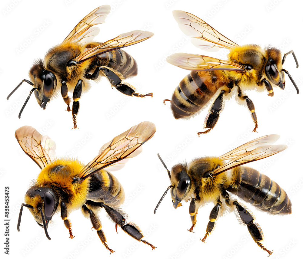 Realistic Bee Close-Up Transparent Vector PNG Isolated Image Stock ...