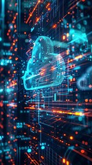 Technology networking and digital communication in business with cloud computing concept web storage for data global social media ai server online binary illustration background mo
