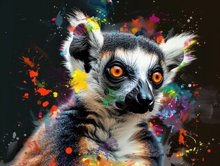 Wall Mural - lemur on a branch