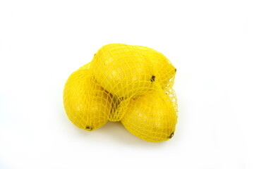 Wall Mural - Ripe lemons isolated on white