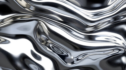 Wall Mural - glossy silver metal fluid glossy chrome mirror water effect background backdrop texture 3d render