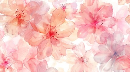 Wall Mural - Seamless watercolor pattern of soft pastel flowers, ideal for beauty products.

